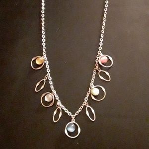 Silver Charm Necklace multi colored Stones